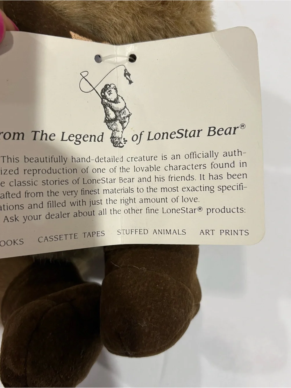 Vintage 1990 OZ Enterprises LoneStar Teddy Bear Plush Fishing License Hat‎ 10”